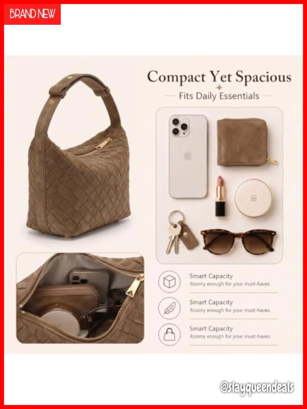 Hand-Woven Faux Suede Hobo Shoulder Bag Vegan Leather Women's Handbag